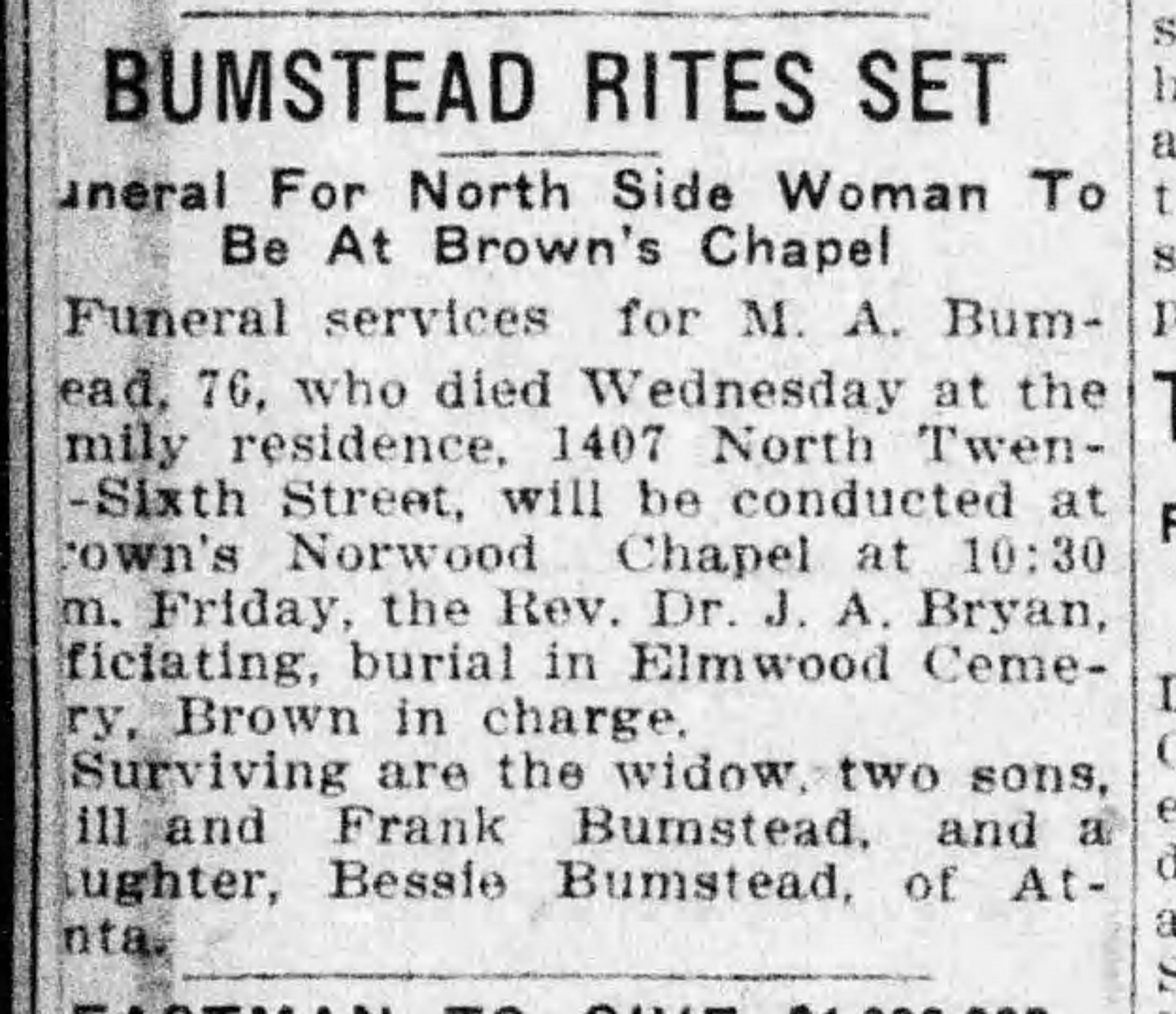 M.A. Bumstead obituary